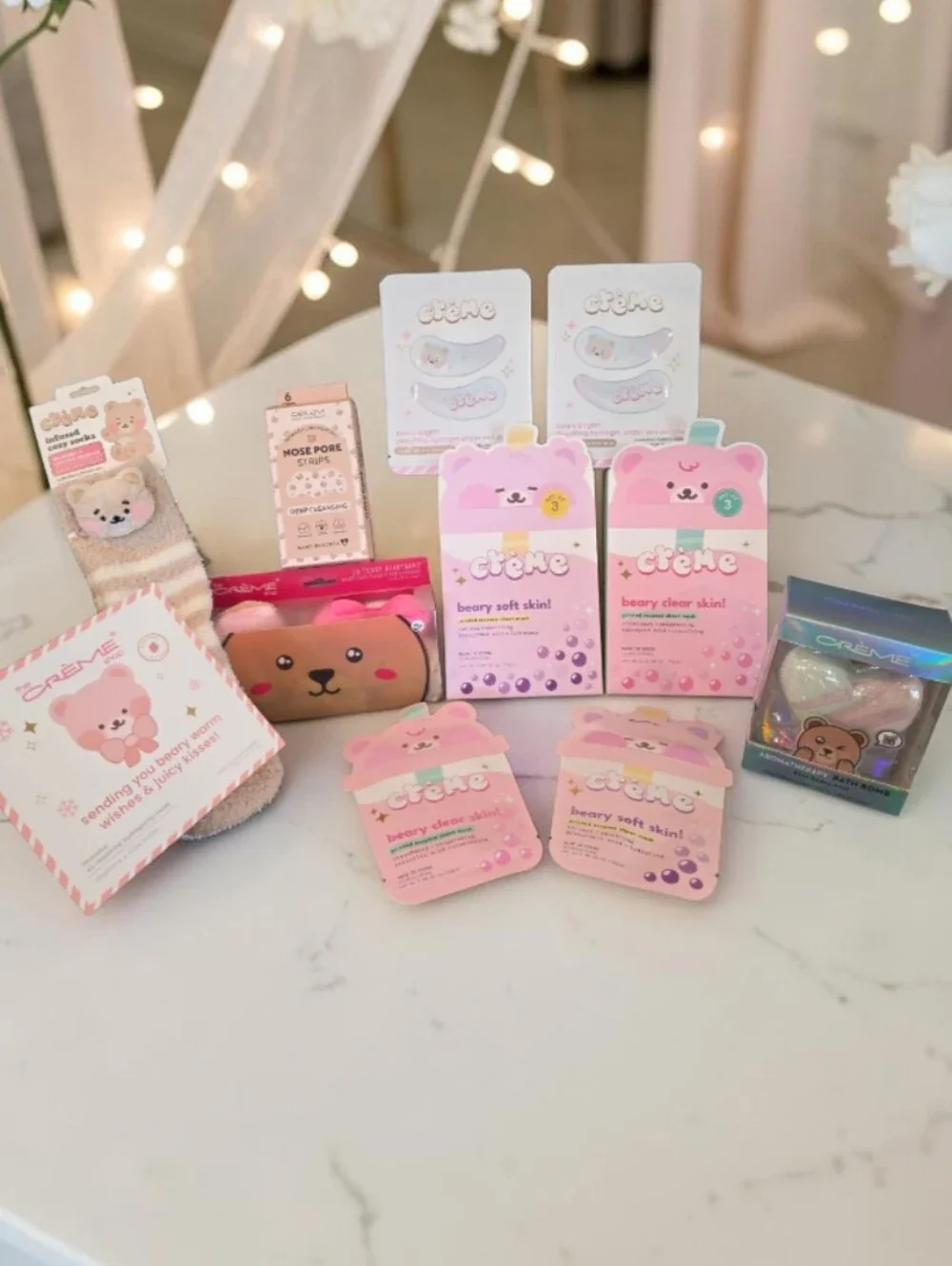 Crème Beary Soft Pink Face Mask Set for Women
